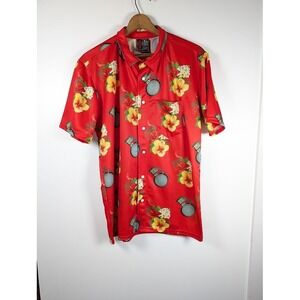 OAF Nation Polo Shirt Men Size XL Grenade Floral Hawaiian Military Veteran Aloha